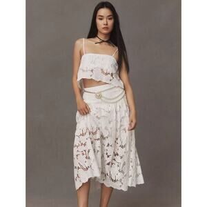 Karina Grimaldi Caridad Square-Neck Crop Lace‎ Top
